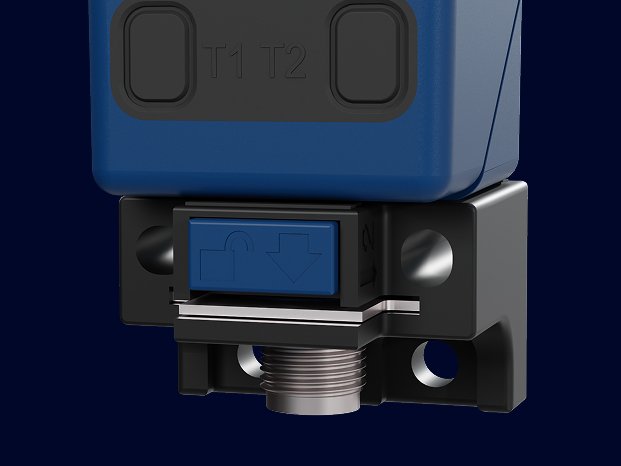 Bild untere hälfte des cube Ultraschallsensors mit QuickLock-Montagehalterung