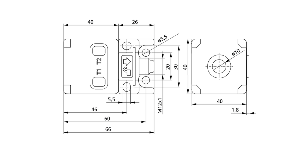 Gehäusezeichnung Ultraschallsensor cube-35