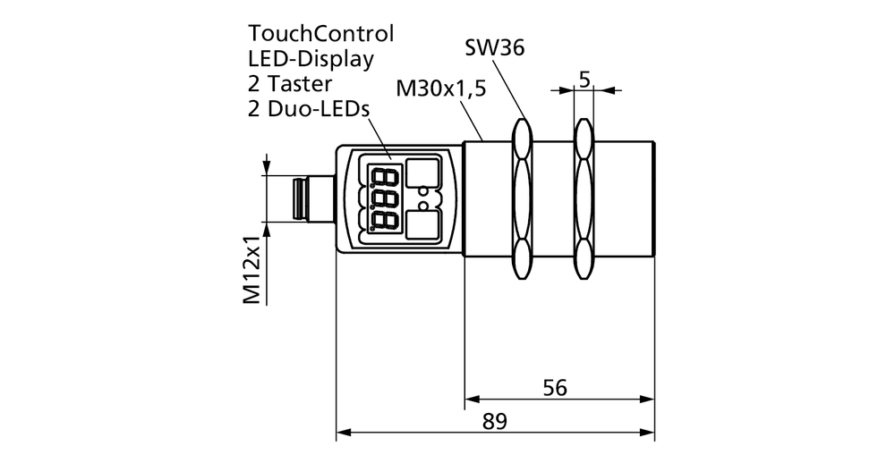 Gehäusezeichnung Ultraschall-Füllstandsensor crm+25 von microsonic